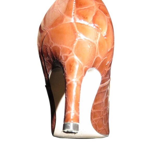 27 EDIT Gorgeous Amber Patent Croc Embossed leather booties 9.5 - Picture 9 of 12